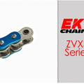 EK ZVX3-520 Motorcycle Chain 120 Links Tensile Strength 9400 lbs Metallic Blue