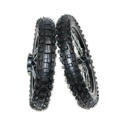 Blk 12mm 14 Inch Front 12 Inch Rear Back Wheel Rim + Tyre Tire Pit Pro Dirt Bike