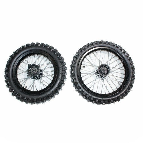 Blk 12mm 14 Inch Front + 15mm 12 inch Rear Wheel Rim Tyre Tire Pit Pro Dirt Bike