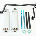 Twin Exhaust Pipe Silver Alloy Mufflers 125cc Bull Style Farm Quad Dirt Bike ATV
