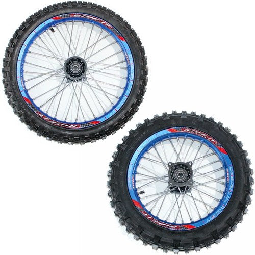 Blue 15mm 17 Inch Front 14 inch Alloy Rear Wheel Rim Tyre Tire Pit Dirt Bike