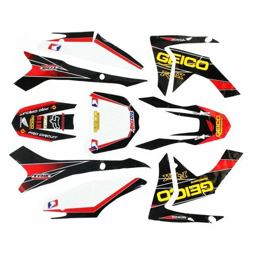 3M Geico Decal Graphics Sticker Kit Crf 110 CRF110 Fairing Pit Pro Dirt Bike