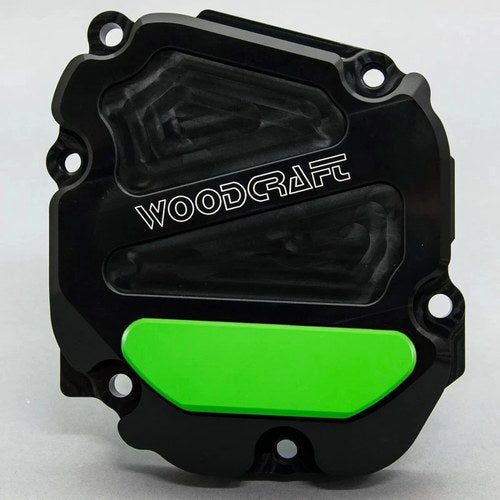 Kawasaki 2011-25 ZX10R Woodcraft Rhs Ignition Trigger Engine Cover - Green Pad