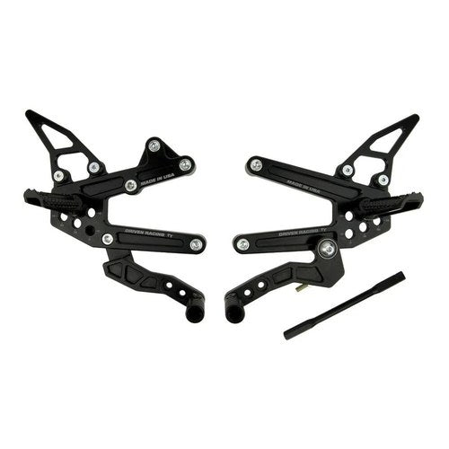 Kawasaki 2009-2012 ZX6R Driven TT Rearset - Adjustable - STANDARD/GP