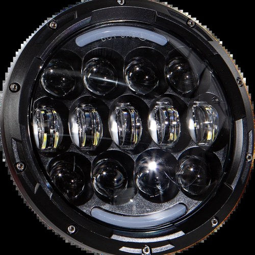 Harley Davidson Harddrive LED Headlight 7" 105W White Angel Eyes - Blk