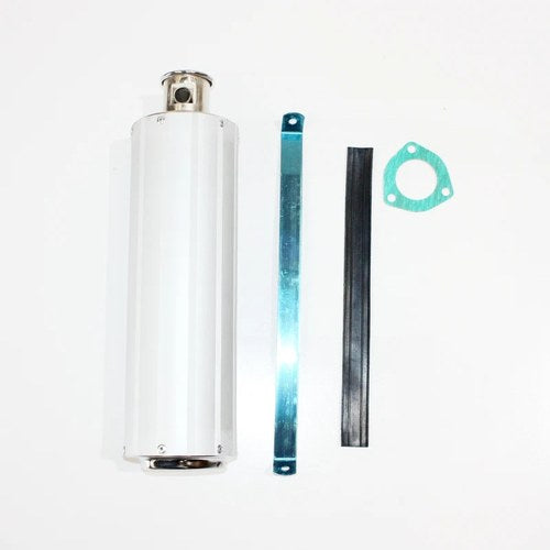 Silver Alloy Exhaust Muffler + Clamp 200cc 250cc 300cc Quad Dirt Bike ATV Buggy