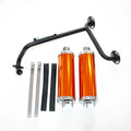 Twin Exhaust Pipe + Gold Alloy Mufflers 110cc Dinosaur Style Quad Dirt Bike ATV
