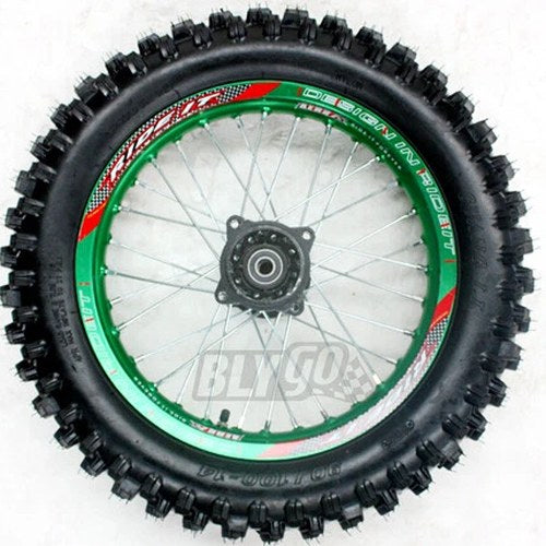 Green 90/100 - 14 14" Inch Rear Alloy Wheel Rim Tyre Tire Pit Dirt Bike Bigfoot
