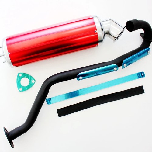 Exhaust Pipe+ Red Alloy Muffler 150cc 200cc 250cc Quad Dirt Bike ATV Dune Buggy