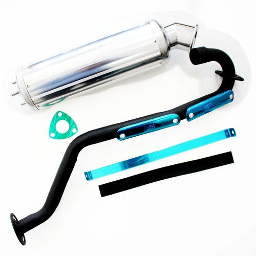 Exhaust Pipe + Silver Alloy Muffler 150cc 200cc 250cc Quad Dirt Bike ATV Buggy