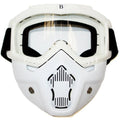 White Full Face Paintball Airsoft Mask Motorcycle Clear Goggle Tactical Detachab