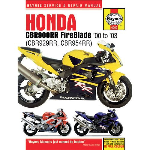 Haynes Repair Manual - Honda CBR929RR Fireblade & CBR954RR Fireblade (00-03)