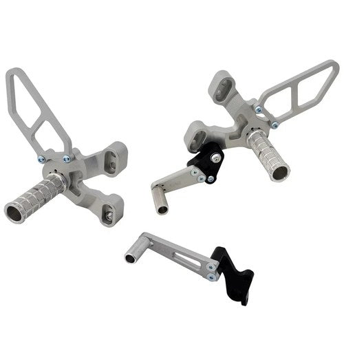 Ducati 2007-2011 848 / 1098 / 1198 Woodcraft Silver Rearsets - Complete Kit
