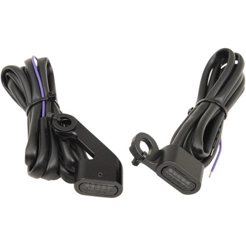 Drag Specialties LED Handlebar Marker Lights (Black w/ Smoke Lens)