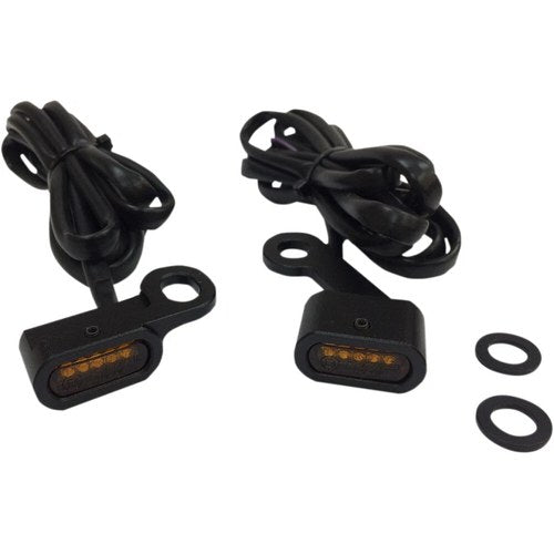 Drag Specialties LED Handlebar Marker Lights (Black w/ Amber Lens)