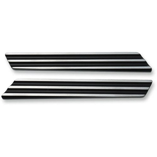 Joker Machine Saddlebag Hinge Inserts - Finned (Black / Silver) Pair | 04-501-2