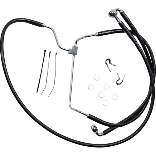 Drag Specialties +8" Brake Line - Front - Black Vinyl - 14-17FLHT | 614085-8BLK