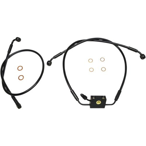 Magnum XR Brake Line Kit - 26" Black/Black Fittings - Softail ABS Dual Disc