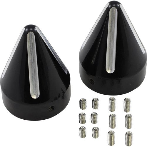 LA Choppers Axle Caps - Black Cut - Spike | LA-7813-00B