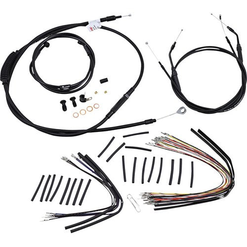 Burly Brand Complete Black Vinyl Handlebar Cable/Brake Line Kit | B30-1047