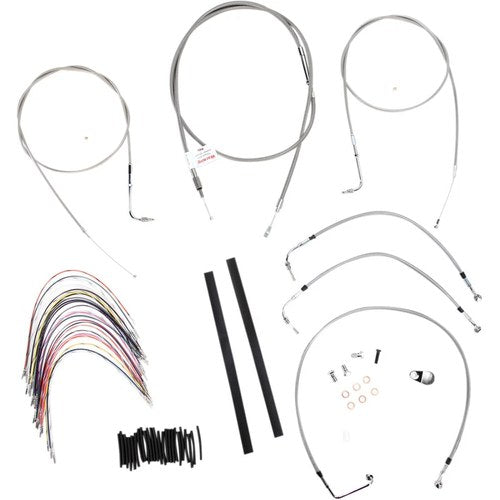 Burly Brand Complete Stainless Braided Handlebar Cable/Brake Line Kit | B30-1077
