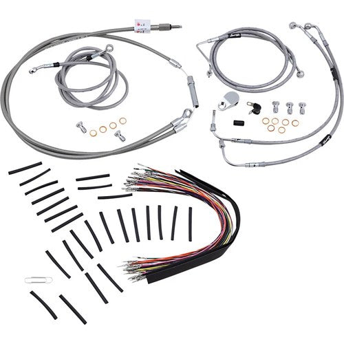 Burly Brand Complete Stainless Braided Handlebar Cable/Brake Line Kit | B30-1102
