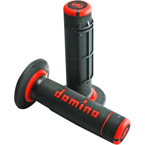 Domino Black/Red Dually Half Waffle Grips | A02041C4240