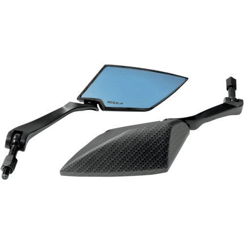 Koso North America Blue Lens Mirror - Carbon Fiber/Black | OA016CK6