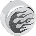 Drag Specialties Horn Cover - Chrome with Black Flame | 76636FB4