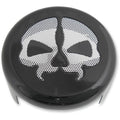 Drag Specialties Horn Cover - Black with Chrome Skull | 78047BB4