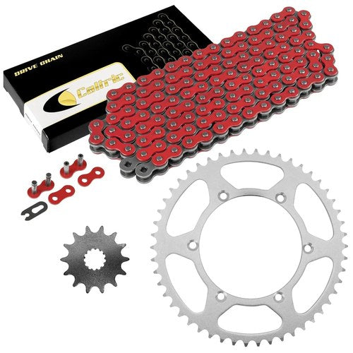 Red Drive Chain And Sprocket Kit for Kawasaki KLX300R 2003-2007