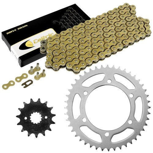Drive Chain & Sprockets Kit fits Kawasaki KL250 KLR250 1984 1985-2005 / Gold