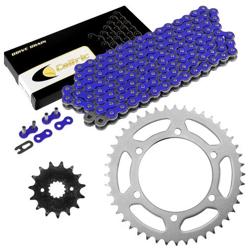 Drive Chain & Sprockets Kit fits Kawasaki KL250 KLR250 1984 1985-2005 / Blue