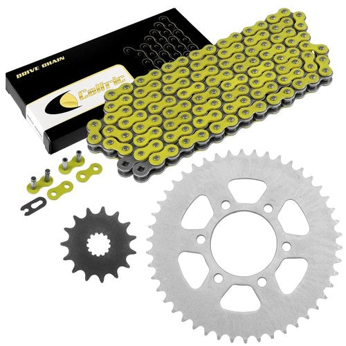 Drive Chain & Sprockets Kit for Kawasaki EX650 Ninja 650R 2006-2016 Yellow