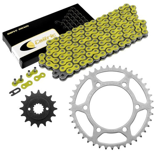 Drive Chain & Sprockets Kit for Kawasaki EX500 Ninja 500R 1994-2009 Yellow