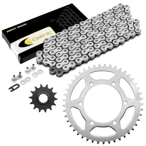 Drive Chain & Sprockets Kit for Kawasaki EX250J Ninja 250R 2008 2009-2012 White