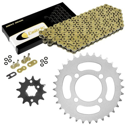O-Ring Drive Chain & Sprockets Kit for Yamaha Grizzly 125 YFM125G 2004-2012 Gold