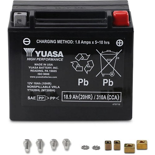 Yuasa Factory-Activated High Performance Maintenance-Free Agm Battery (YTX20HL)