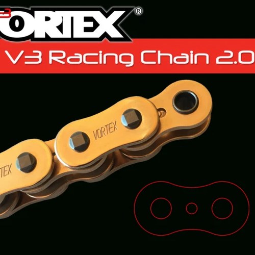 Vortex RX3-520 Pitch High Performance X-RING Chain - Gold 120 Links - Yamaha