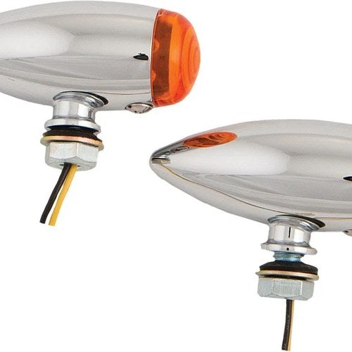 Harley Davidson Harddrive LED Bullet Marker Light Chrome With Amber Lens
