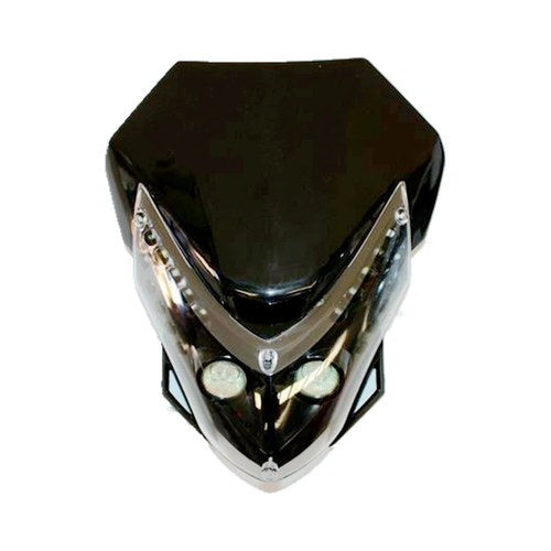 Black Rec Reg LED Head Light + Strips Pit Trail Dirt Motrocycle Motorcross Bike