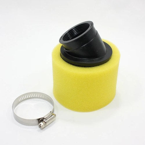 Yellow 41mm 42mm Bent Angled Foam Air Filter Pod Pit Quad Dirt Bike ATV Buggy