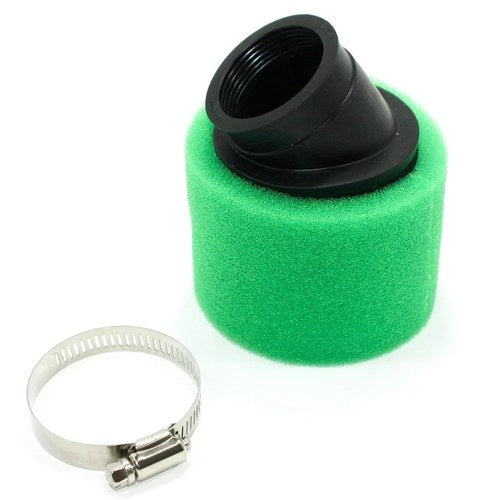 Green 48mm Bent Angled Foam Air Filter Pod Pit Pro Trai Quad Dirt Bike ATV Buggy