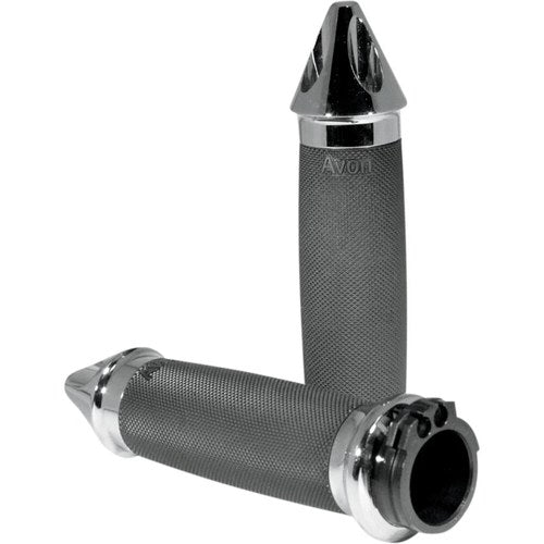 Avon Custom Contour Grips for H-D Motorcycles w/Cable Throttle (SPIKE Chrome)