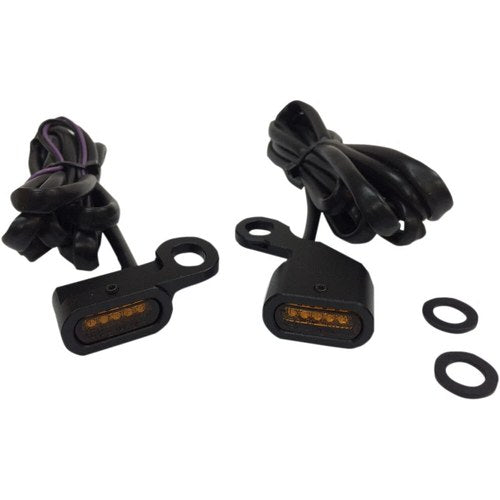 Drag Specialties LED Handlebar Marker Lights (Black w/ Amber Lens)