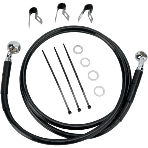 Drag Specialties +4" Brake Line - Black Vinyl - Front - 00-07FLST | 660214-4BLK
