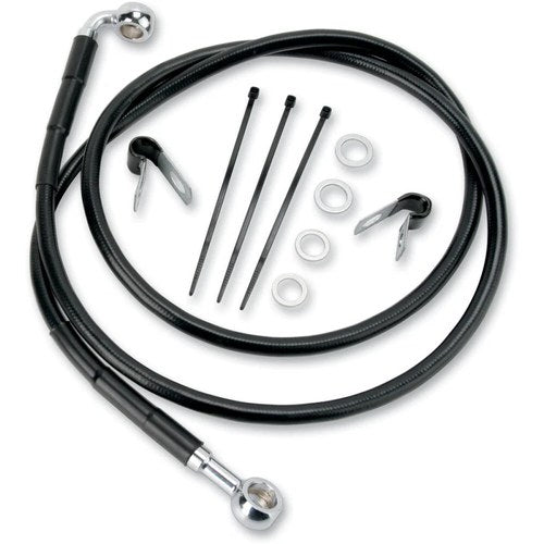 Drag Specialties +2" Brake Line, Front - Black Vinyl - Fxdwg 93-05 | 640115-2BLK