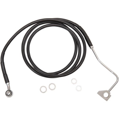 Drag Specialties +6" Brake Line - Front Black Vinyl - 14-5FL W/ABS | 614220-6BLK