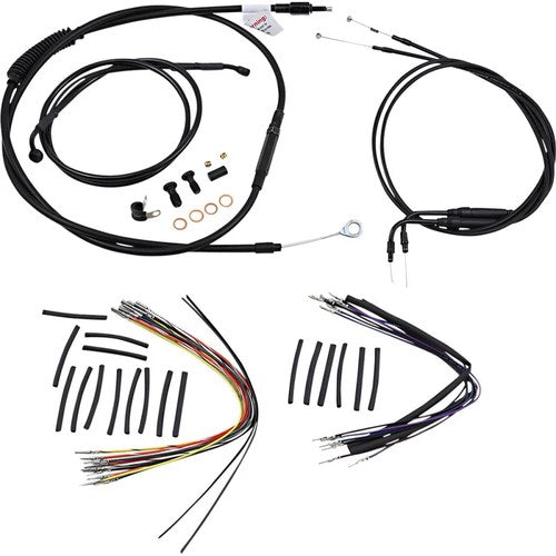 Burly Brand Complete Black Vinyl Handlebar Cable/Brake Line Kit | B30-1009