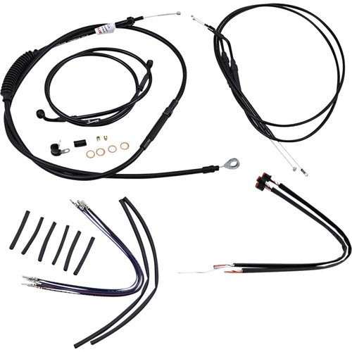 Burly Brand Complete Black Vinyl Handlebar Cable/Brake Line Kit | B30-1107